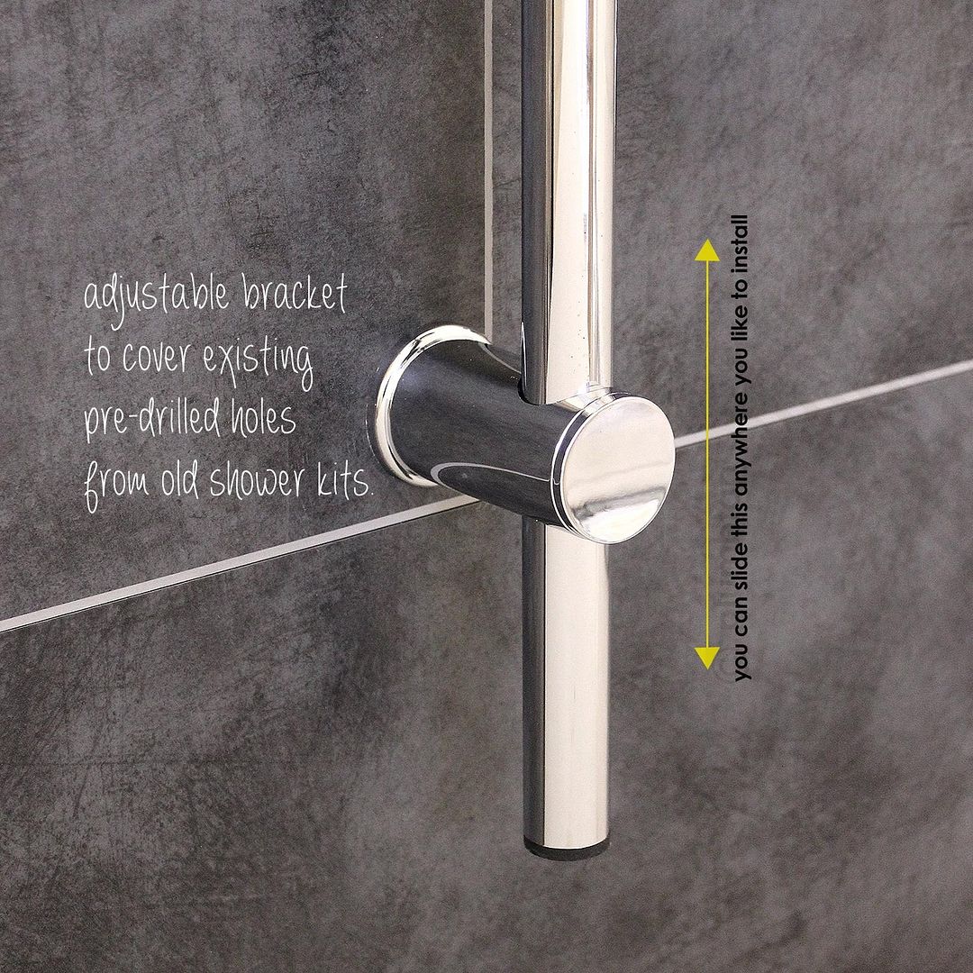Shower Kit Chrome Modern Universal Adjustable Riser Rail 6 Mode Handset